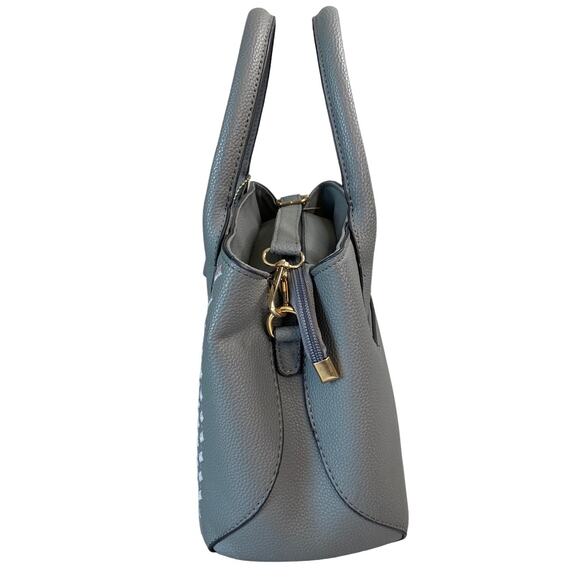 Fashion Bag Gray PU Leather Tote Detachable Crossbody Bow Purse Charm 11x8x5" - Picture 6 of 14